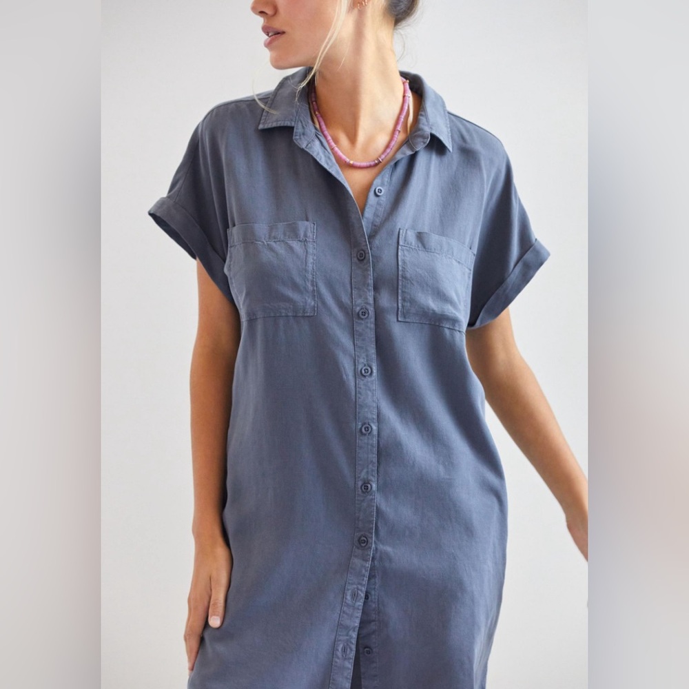 Cloth and Stone Slate Grey Buttondown Shirtdress